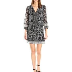 JOIE  - Black & White Silk Mini Dress 3/4  Sleeve - SZ S Excellent Condition